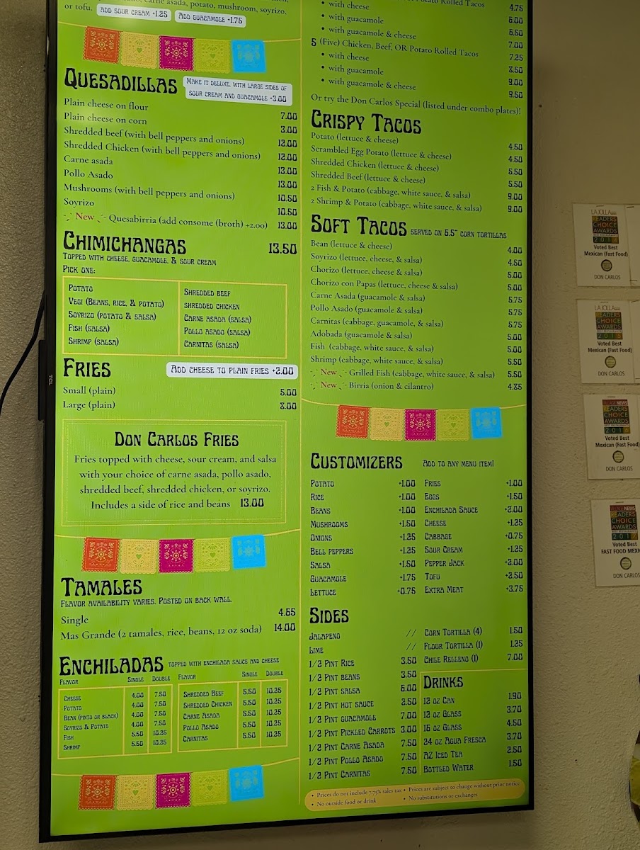 Don Carlos Taco Shop։ Menu - Image 1